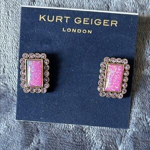 Kurt Geiger Pink Rectangular Earrings